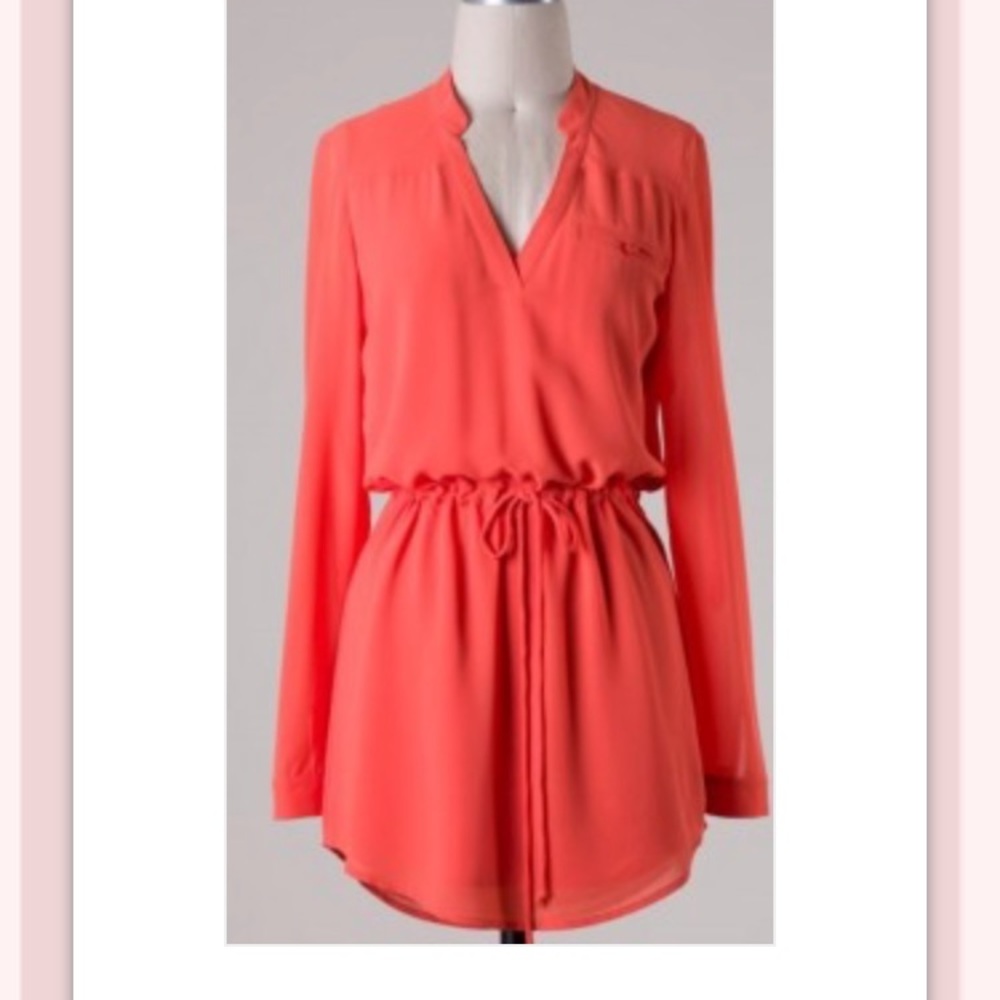 Last One! Bright coral sun dress adjustable waist!